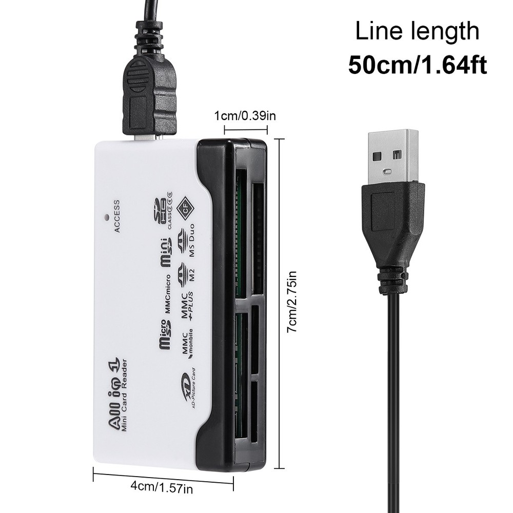6-IN-1 USB 2.0 High-Speed Memory Card Reader Adapter for Micro SD SDXC CF SDHC