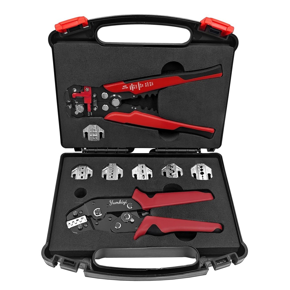 Terminal Crimping Tool and Multi-Purpose Wire Stripper Kit - Multiple jaw siz...
