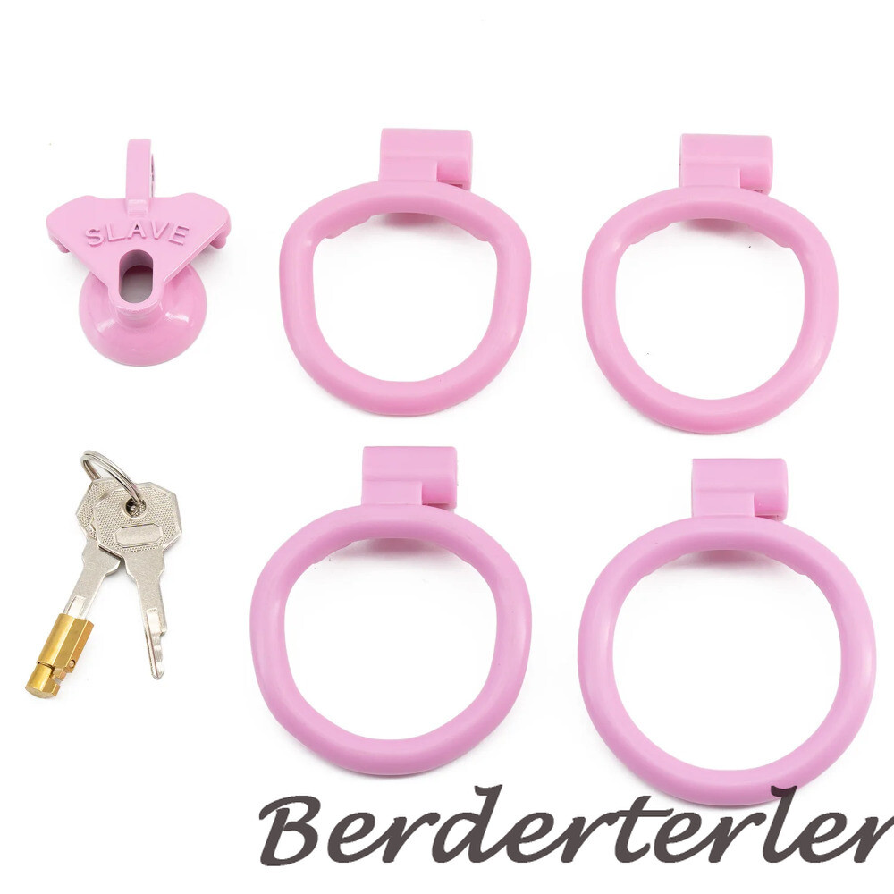 Sissy Positive/Negative Mini Chastity Cage Lock with Plug Slave 4 Sizes Rings