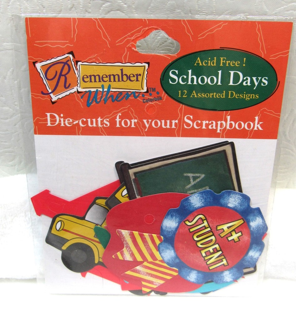 School Days Scrapbook Die-Cuts – 12 Assorted Accents (Decorative & Solid)  New