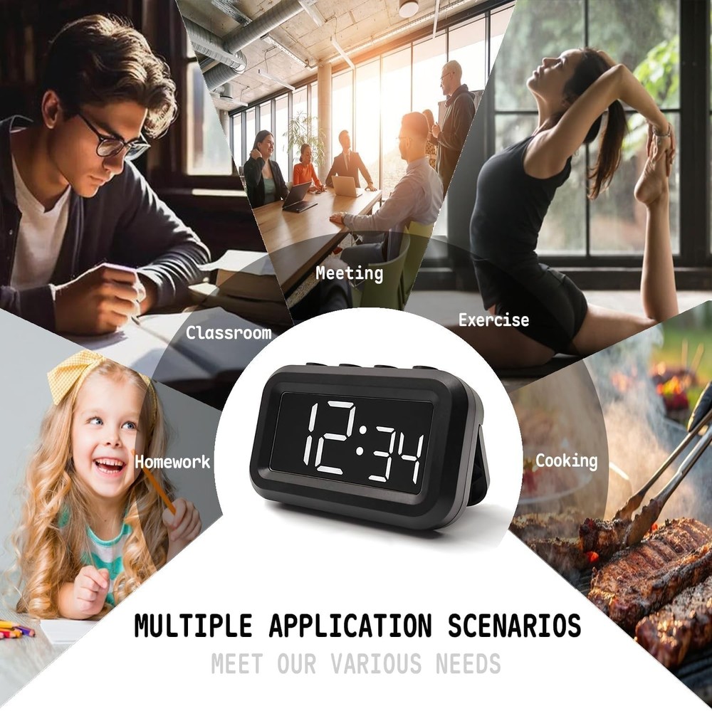 Multifunctional Digital Timer – Magnetic, for Kitchen, Study & Exercise