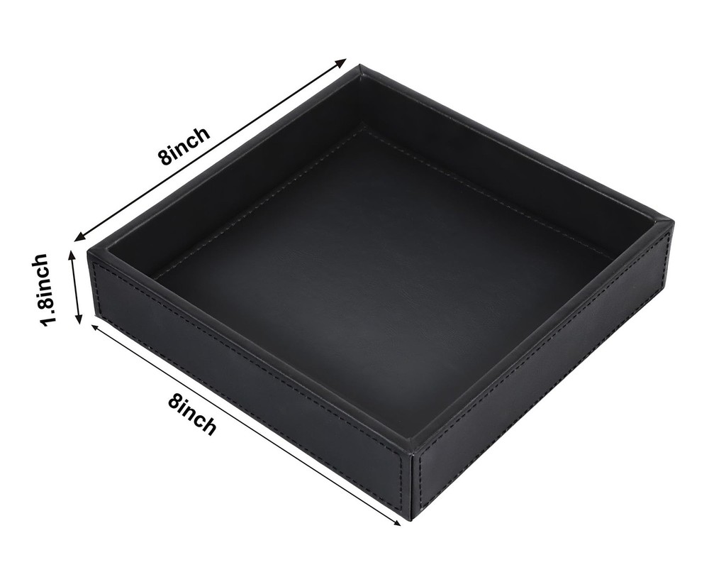 Faux Leather Vanity Tray, Elegant Desktop Storage Organizer, Decorative Catch...