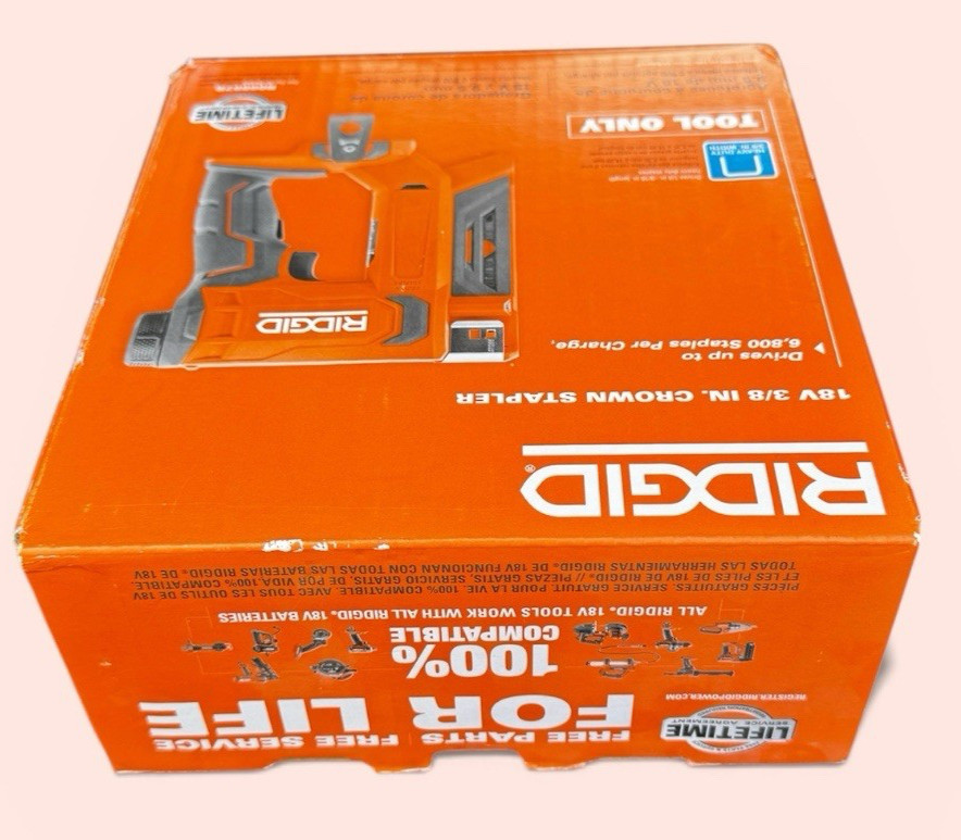 RIDGID Narrow Crown Stapler 3/8 18V Brushless Cordless TOOL ONLY R09897B