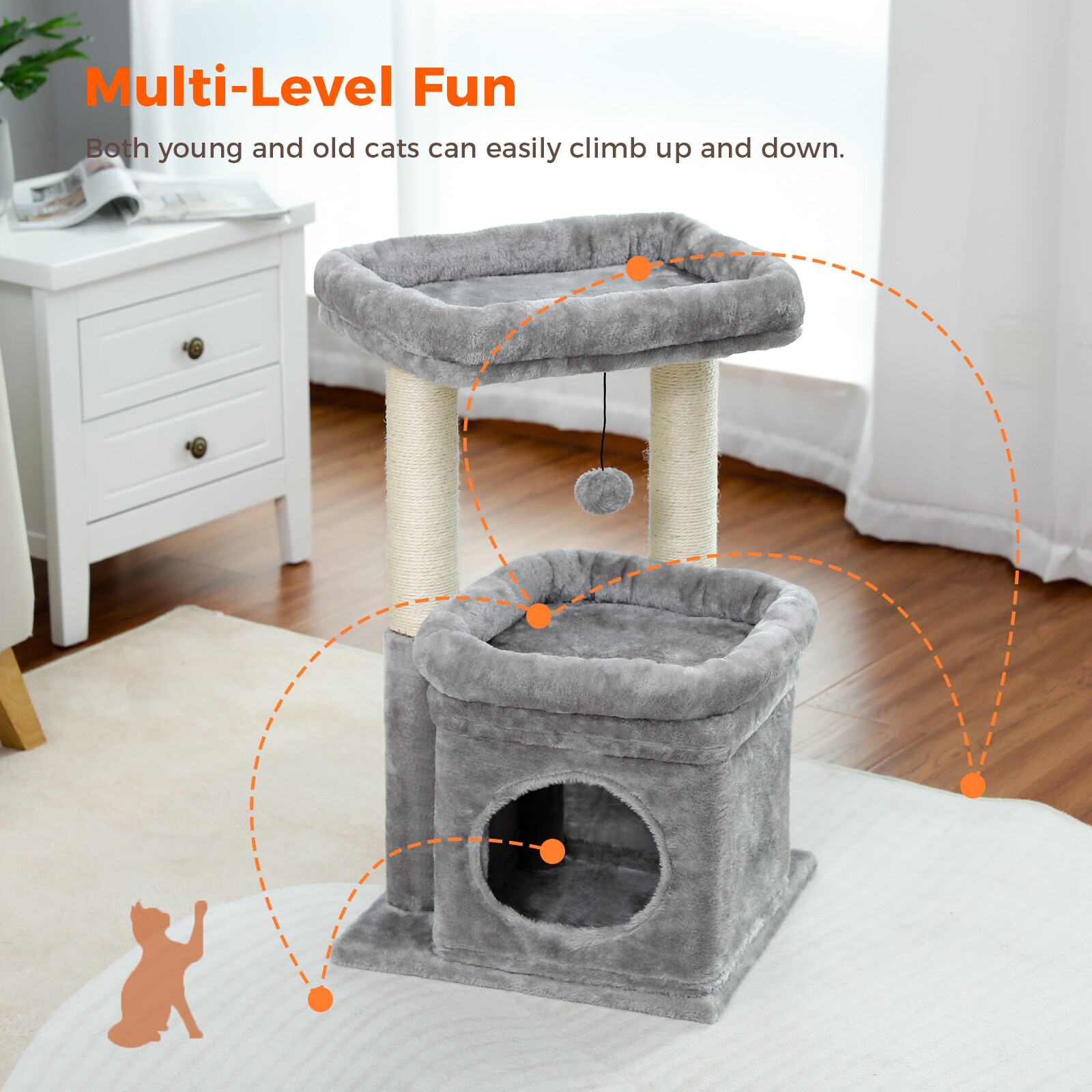 PAWZ Road Cat Tree Tower with Scratching Post Scratcher Condo Furniture Bed Toys