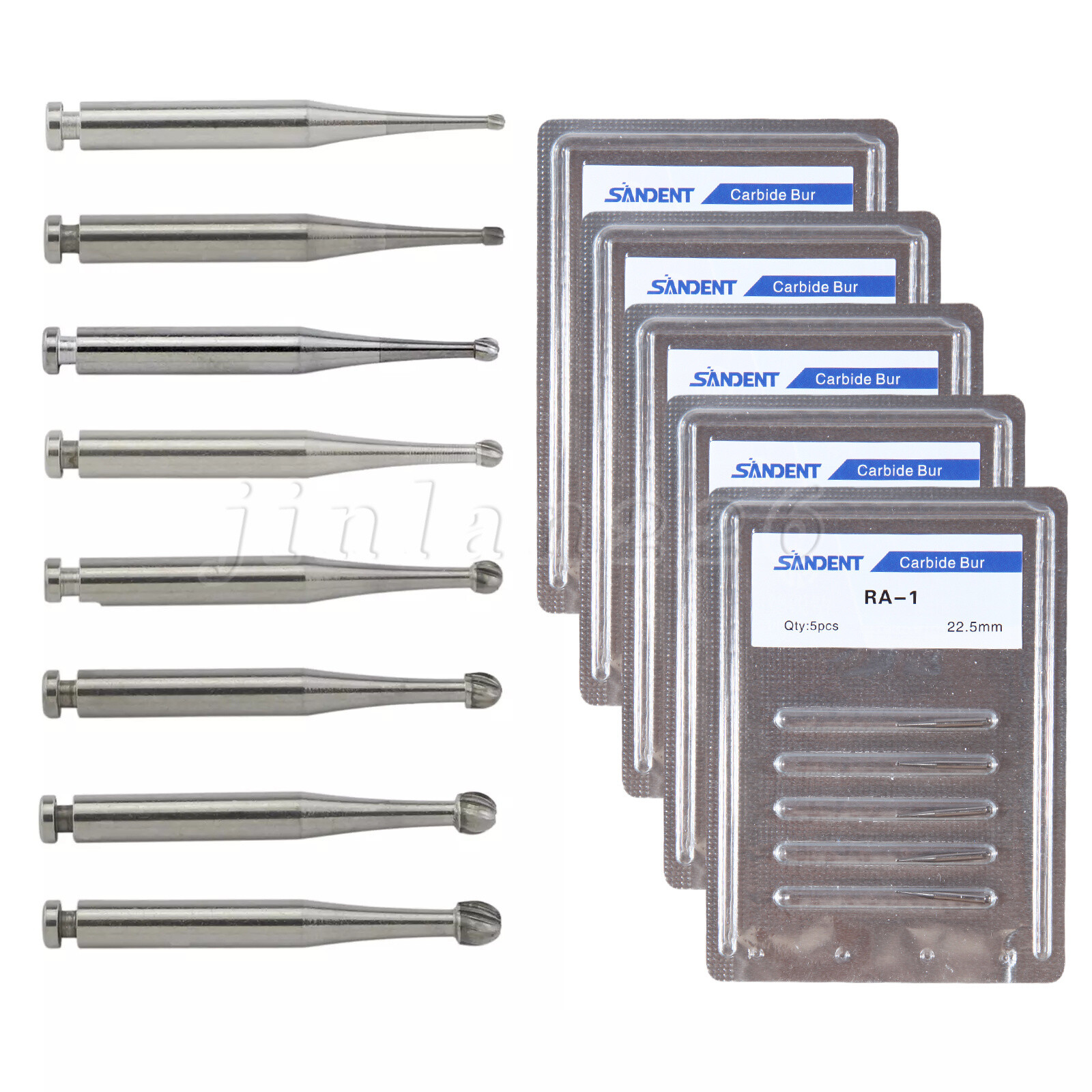 SANDENT Dental Tungsten Steel Carbide Burs Round RA Burs for Low Speed Handpiece