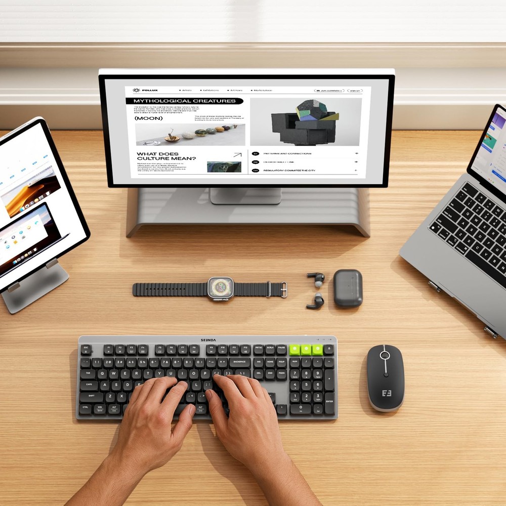 Bluetooth Mechanical Keyboard and , 3 Device Connection Rechargeable and Keyb...