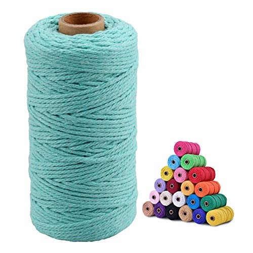 Macrame Cord - 3MM Cotton Twine, 328Ft Lake Blue Cotton String, Bakers String