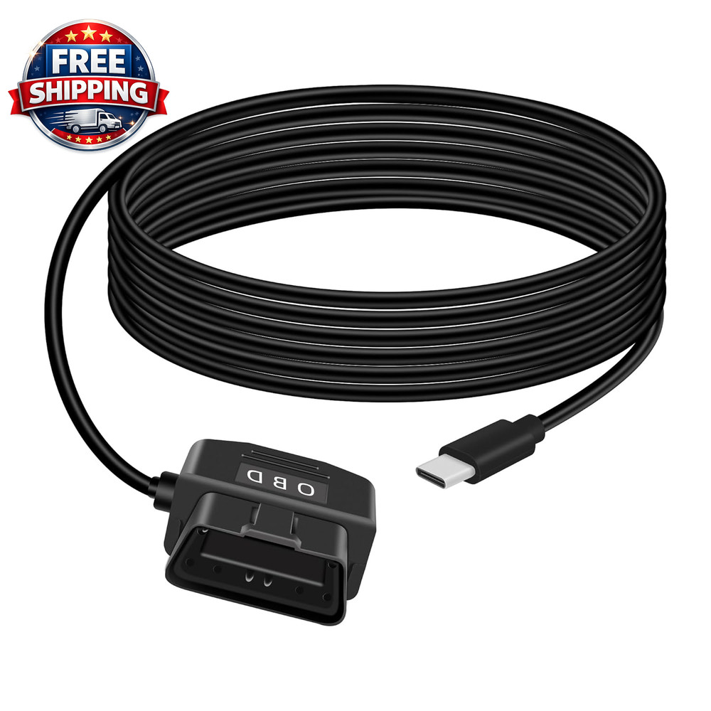 OBD Power Cable for Dash Camera, USB C OBD2 Dash Cam Power Cable with Switch But