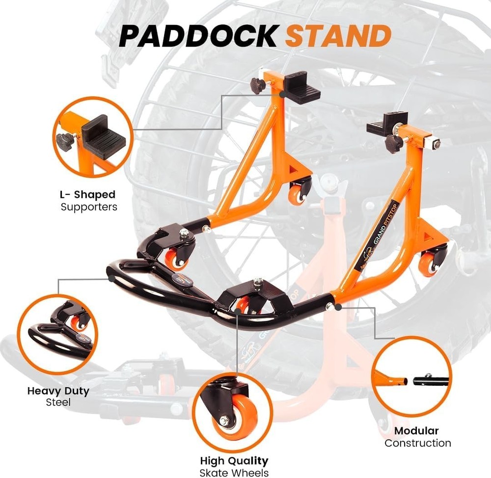 Universal Adjustable Rear Paddock Stand for Motorcycle with Swingarm Rest 360° D