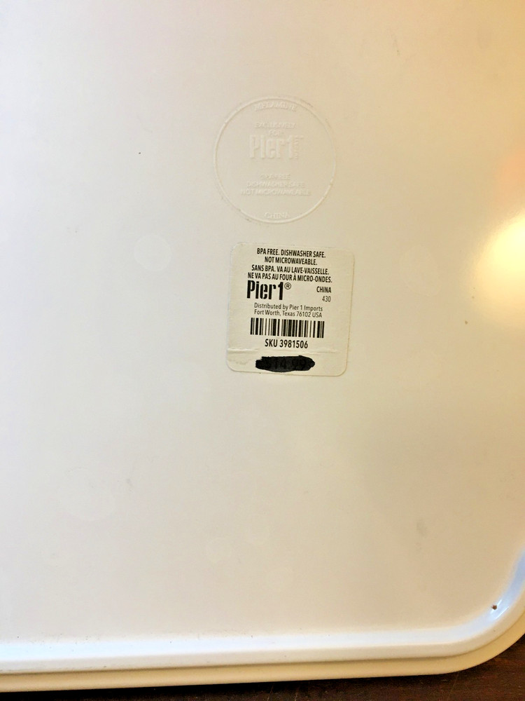 Melamine Plastic Trailer Tray, Pier One, 16", Serving, RV