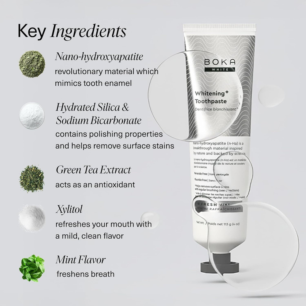 Boka Fluoride Free Toothpaste, Nano Hydroxyapatite Toothpaste, Appropriate for S