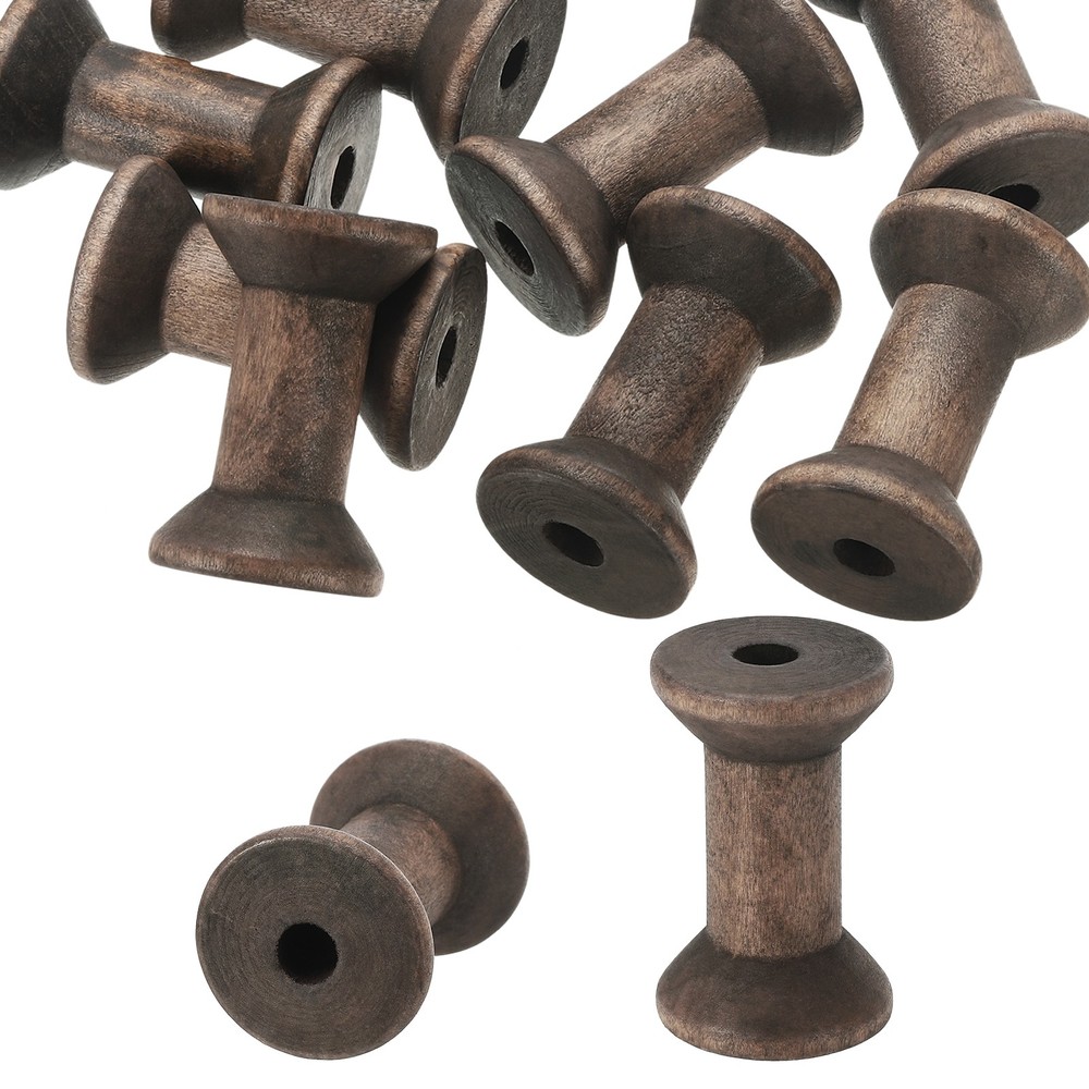 10Pcs Wooden Empty Spools 2" x 1.4" Sewing Thread Spool Dark Brown