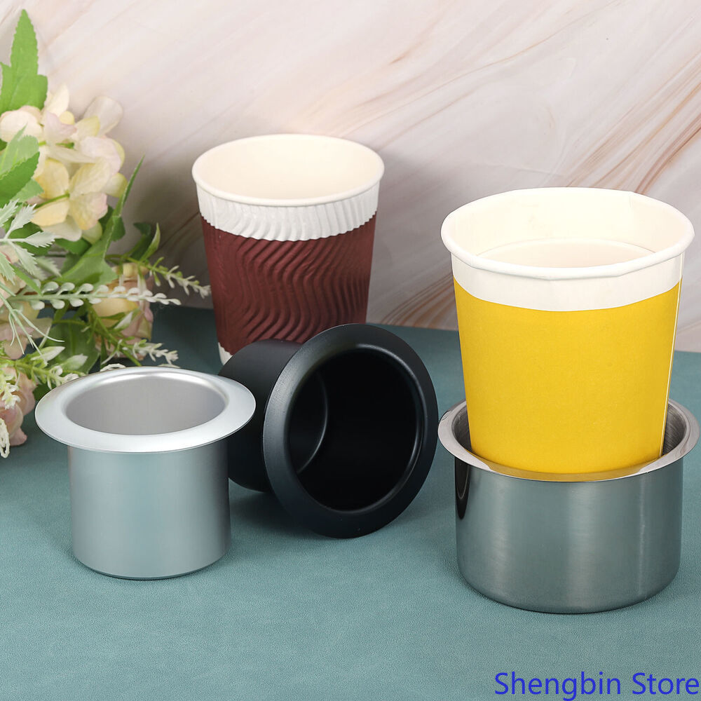Plastic Cup Holder 2.72"x4.25" - 2 Pack Black Drop-in Beverage Can Insert