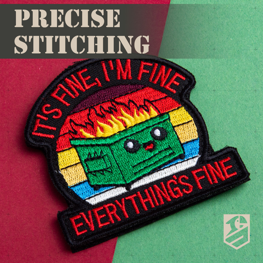2Pcs It's Fine Patch Set, Embroidered Tactical Morale Funny Meme Hook and Loop