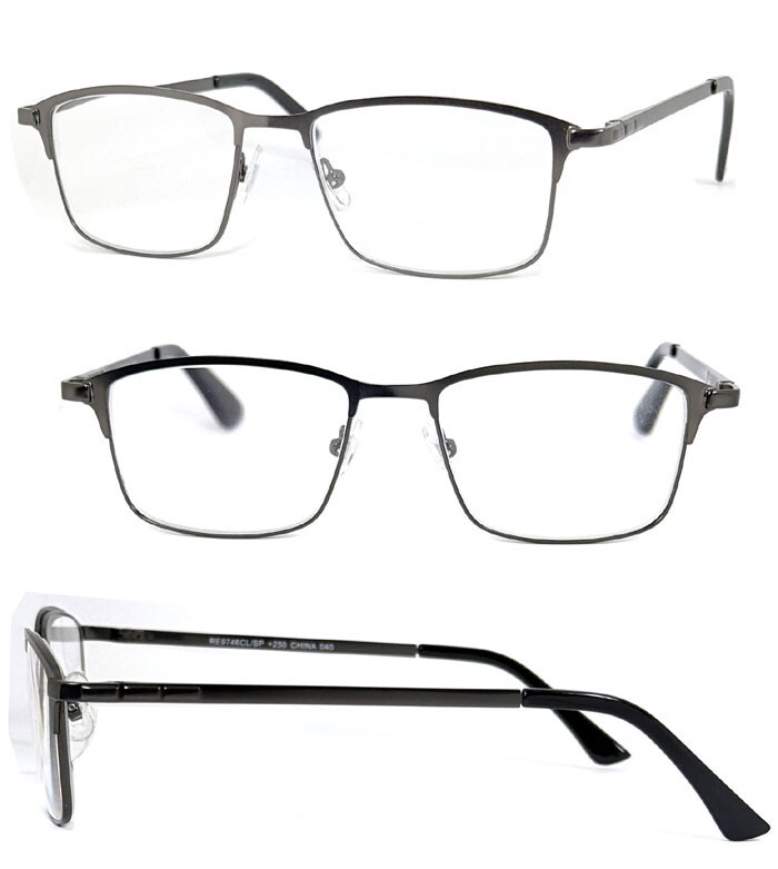 Metal Frame Rectangular Full Lens (Not Bifocal) Reading Glasses Spring Temples
