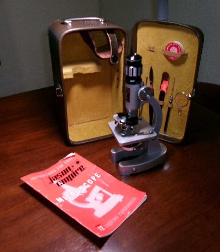 1968 Jason Empire Microscope Model No 708 in Vinyl Case w/ Tools & Instructions