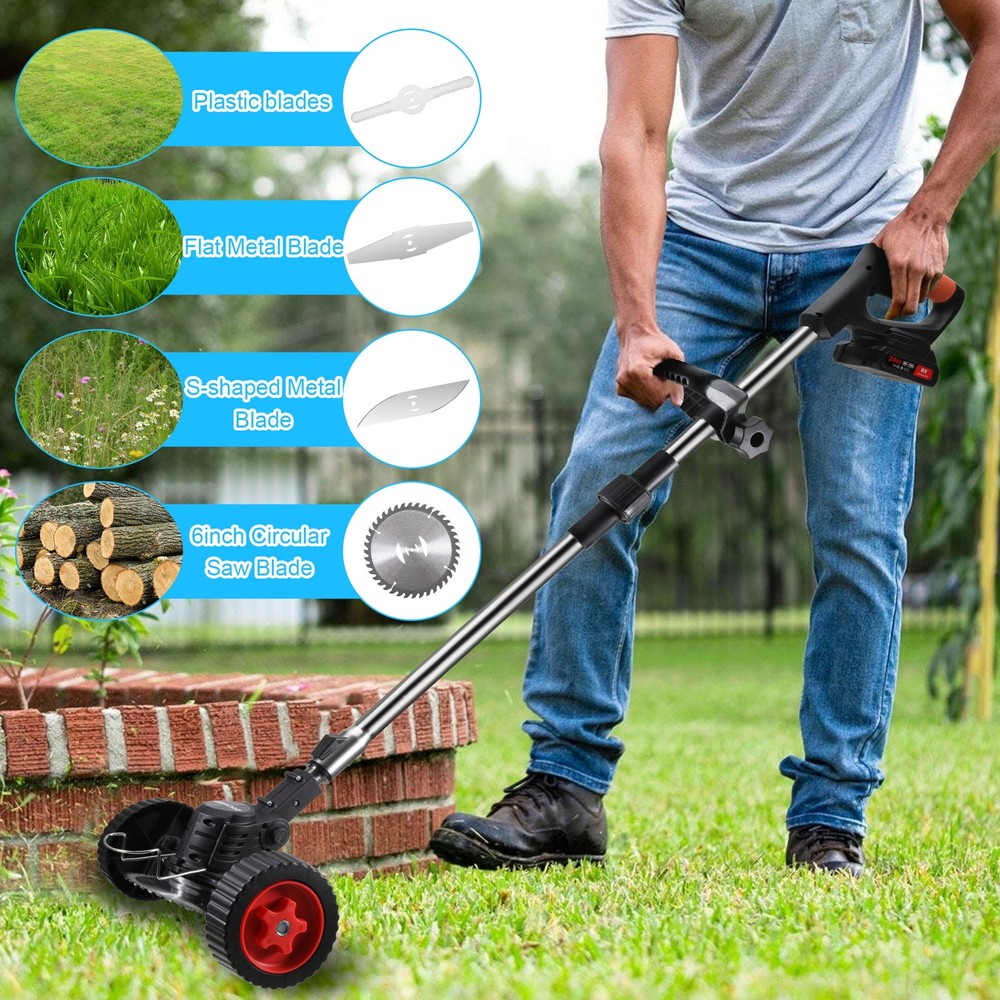 2 Battery Electric Cordless Grass String Trimmer Lawn Edger Weed Wacker Cutter