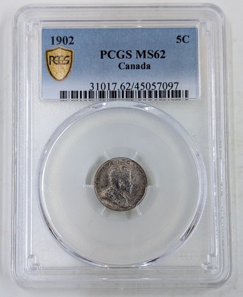 1902 Canada 5 Cent, PCGS MS-62 KM #9
