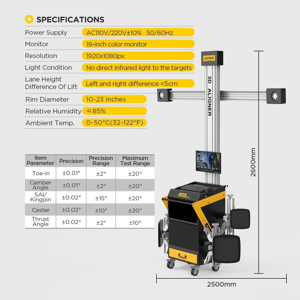 AUTOOL 3D Wheel Alignment Machine Tracking Tire Aligner System Fully Automatic