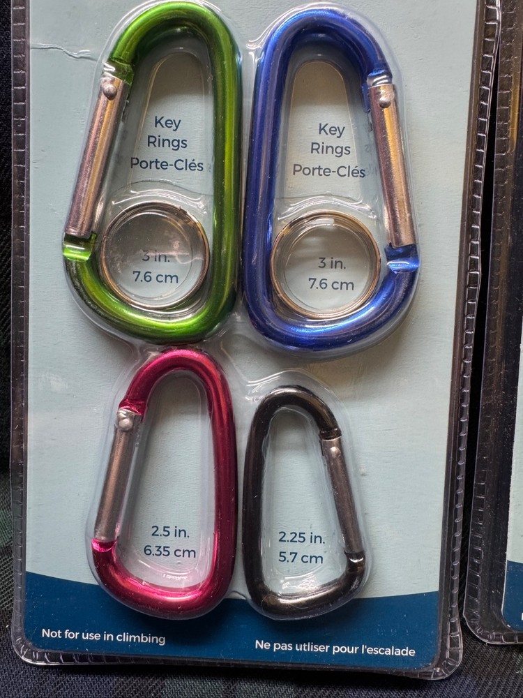 3 - Jacent Aluminum Spring Loaded Carabiner Key Ring 4 Pack