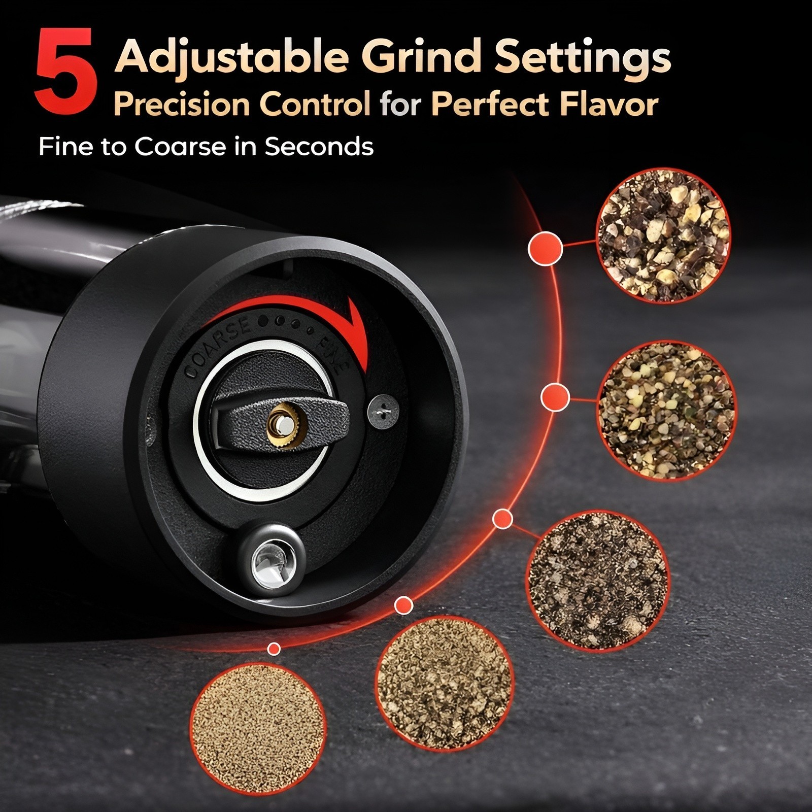 Electric Salt and Pepper Grinder Set, Automatic, Adjustable, Gift, 2 Pack