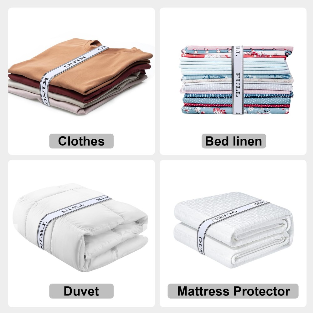 8 Pcs Bed Sheet Organizer Bands with Hook and Loop Adjustable Sheet Organizer...