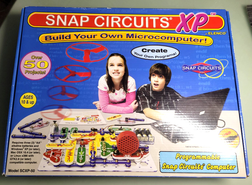 2x Sets Snap Circuits XP 2011 Microcomputer Kit SCXP-50 Elenco New + SC-100 Used