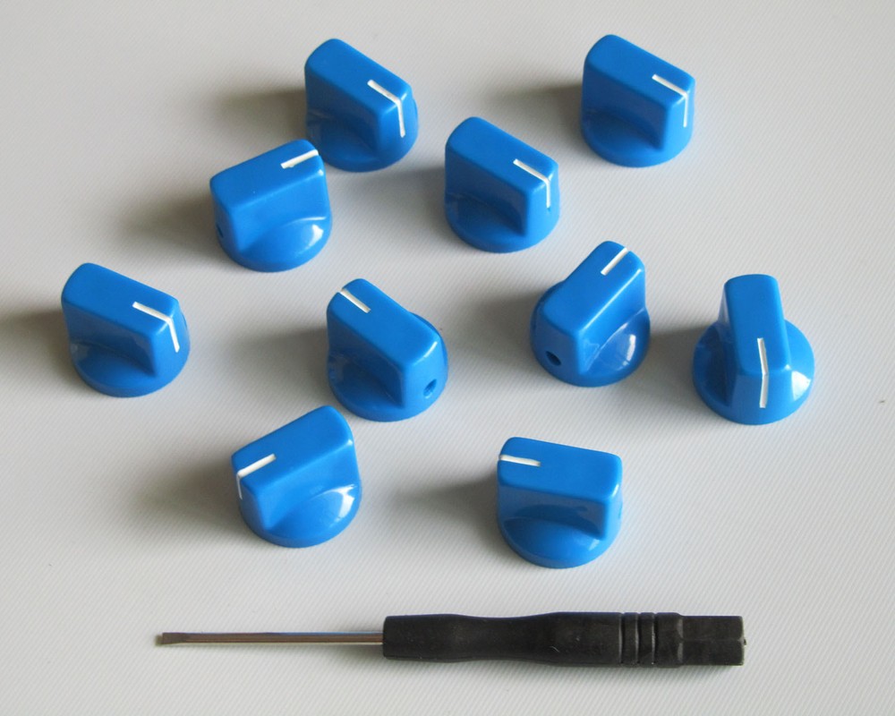 10x Guitar AMP Effect Pedal Knobs Davies 1510 Style Pointer Knob Set Screw Blue