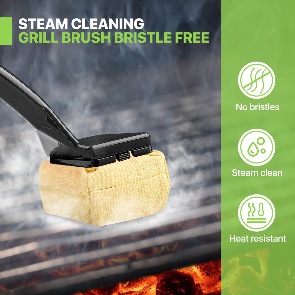 Barbecue Cleaning Brush Kitchen Outdoor Grill Cleaner w/Replaceable Head Black