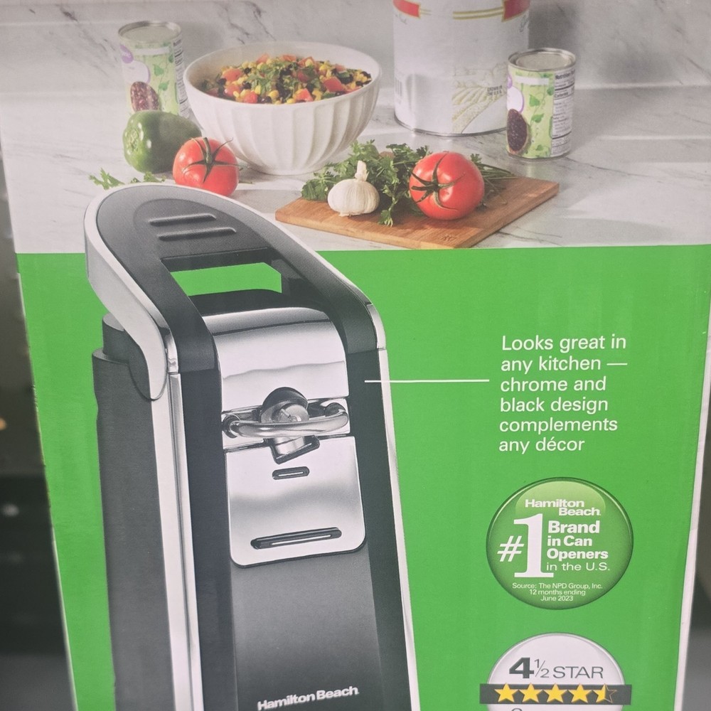 Hamilton Beach Smooth Touch Can Opener Chrome Black Plastic Kitchen Appliance