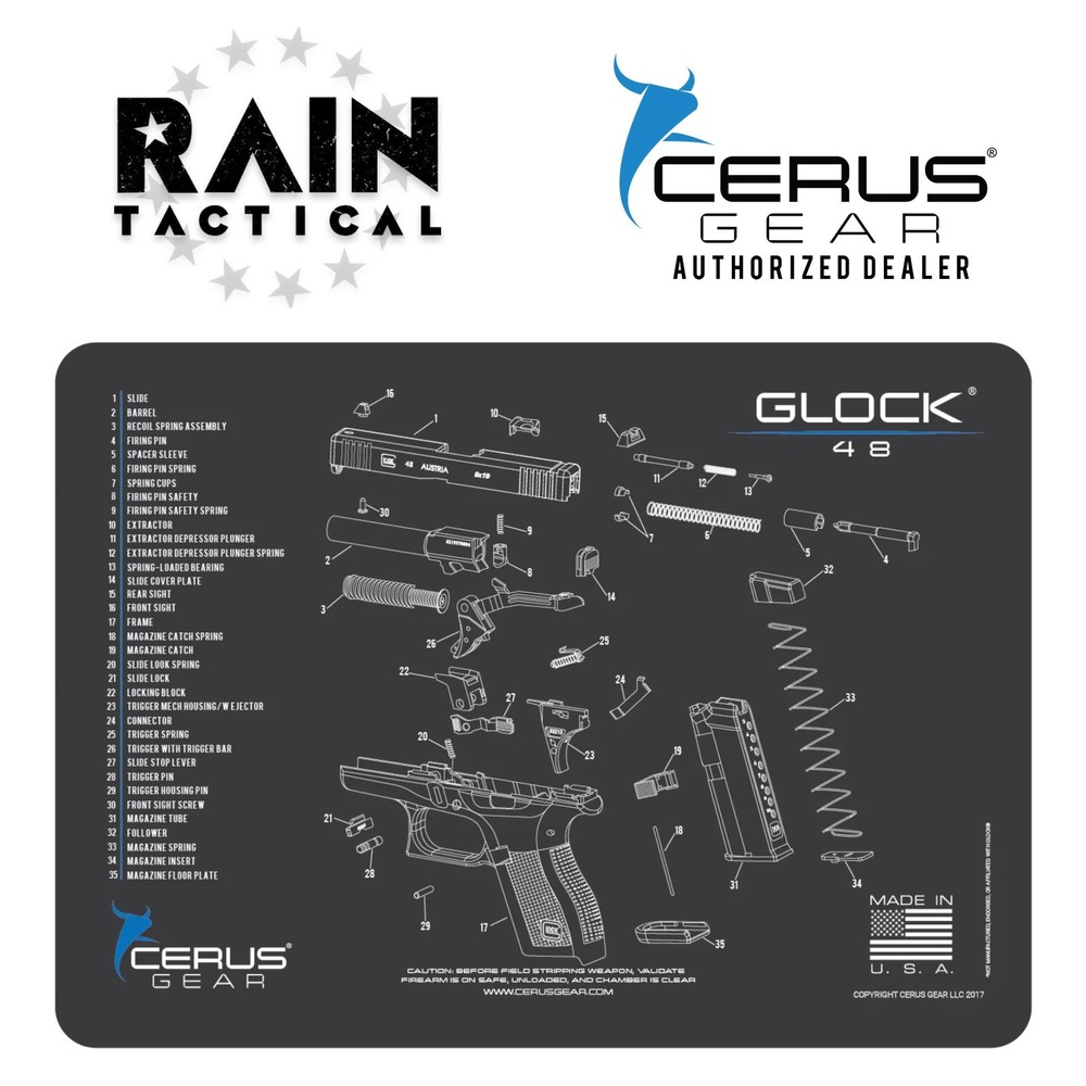 For Glock 48 Schematic Handgun Mat Cerus Gear Grey
