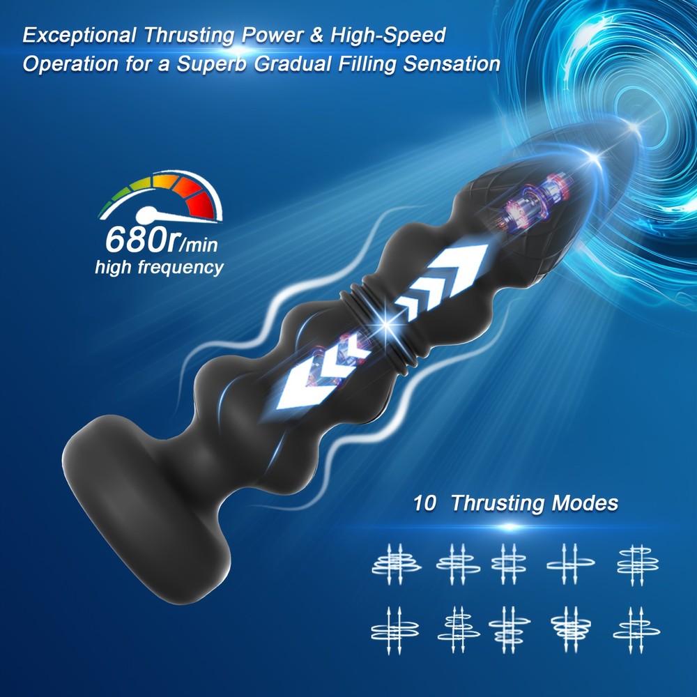 Remote-Controll Thrusting & Vibrating Prostate Massager & Anal Plug for Couples