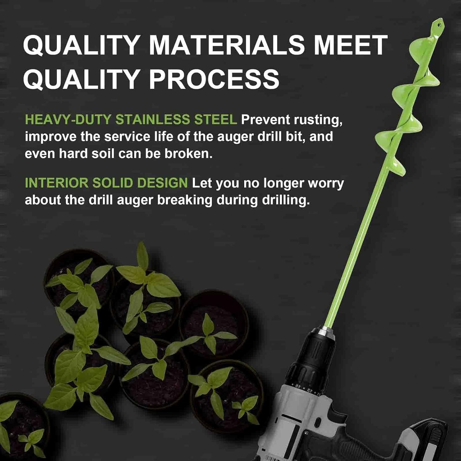 Auger Drill Bit for Planting 1.6x16.5inch Extended Length Garden Auger Spiral...