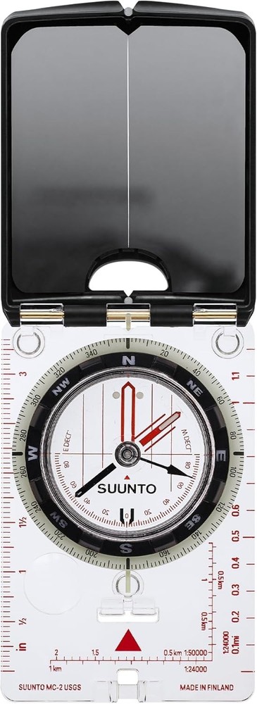 Portable Navigation Compass with Declination Adjustment and Clinometer Features