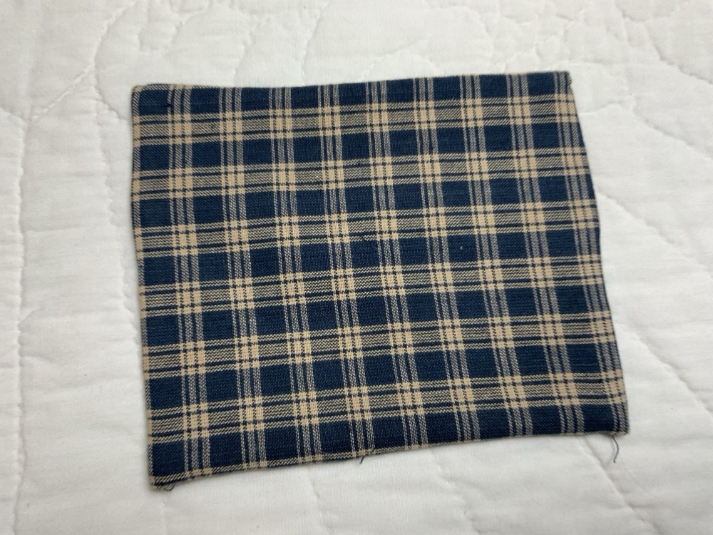 Antique Patchwork Quilt Table Topper, Early Calicos, Blue, Black, Triangles