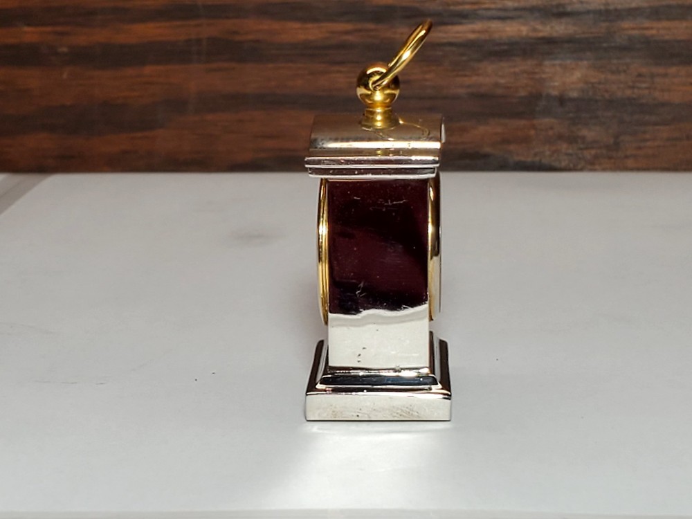 Quartex Brass Miniature Desk / Table Clock 2" Chrome & Gold Plated