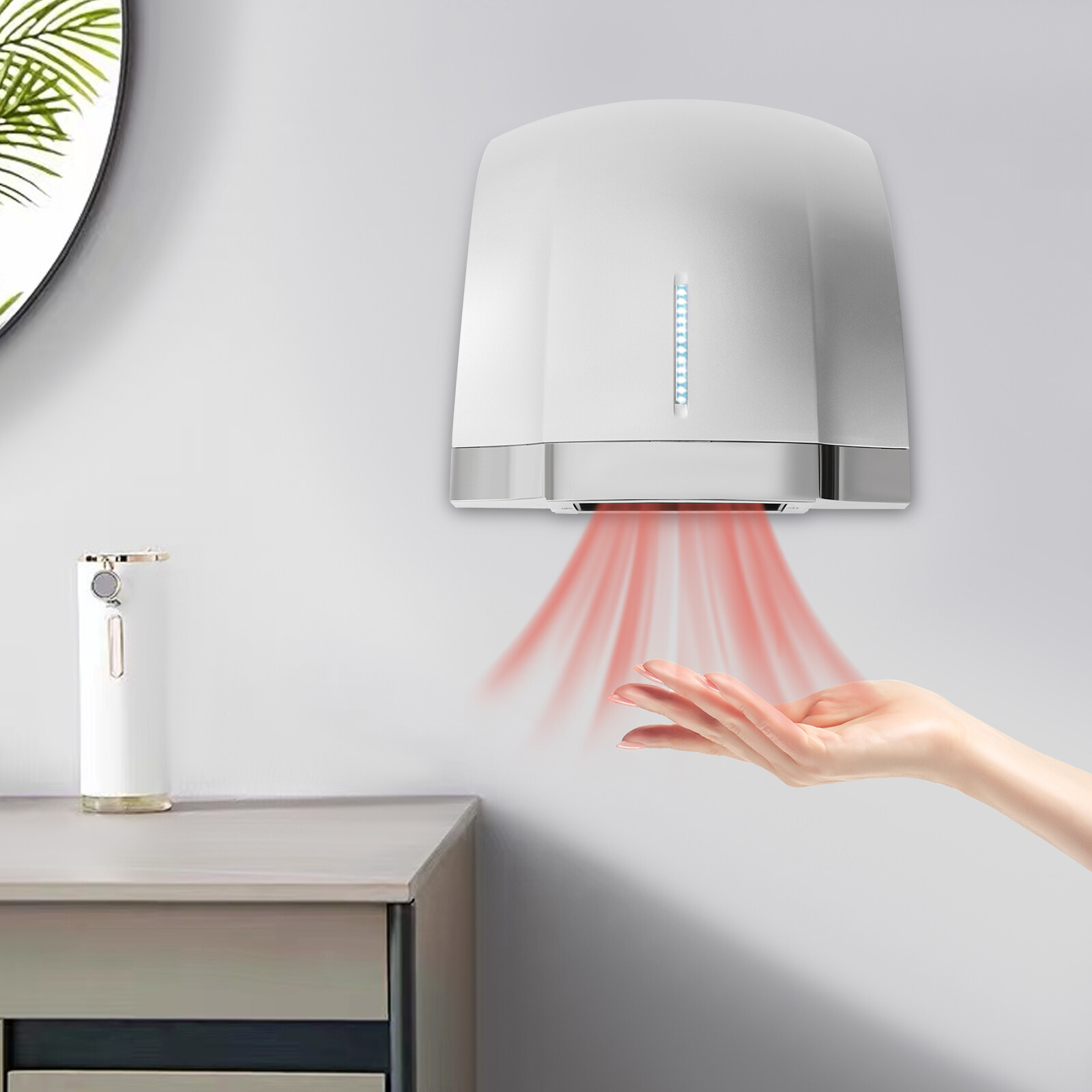 1800W Automatic Electric Hand Dryer Commercial and Household Use Silver 70-75dB