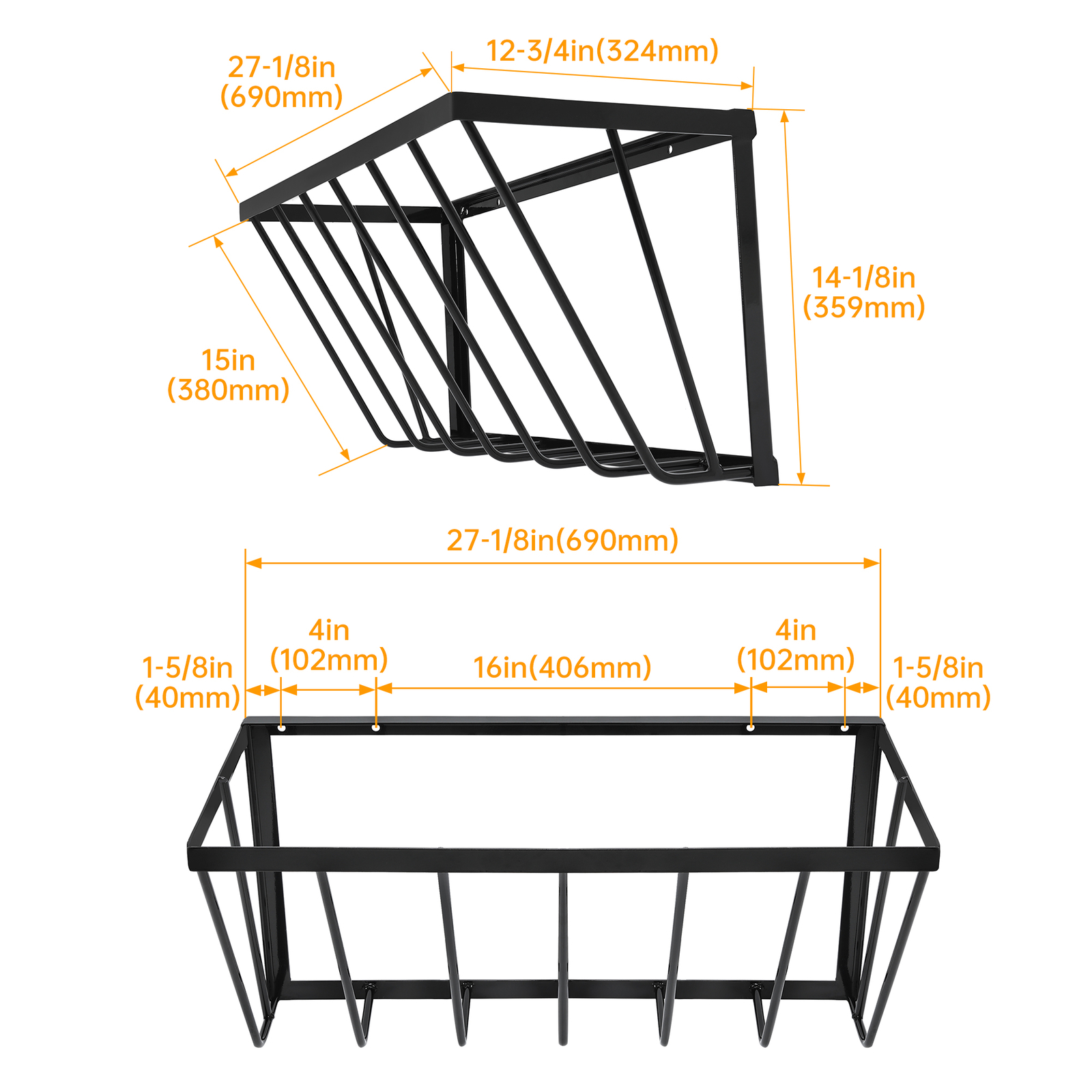 Premium Quality Hay Feeder Rack Wall Mounted Horse Feed Bucket Livestock Feeder