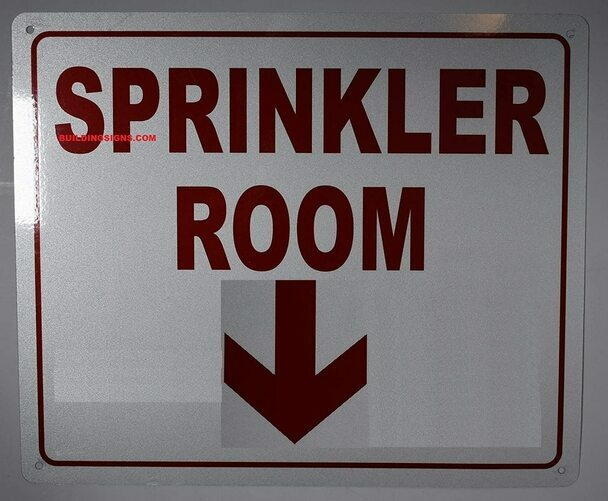 Sprinkler Room with Arrow Down Sign, Engineer Grade Reflective-REF24-1027