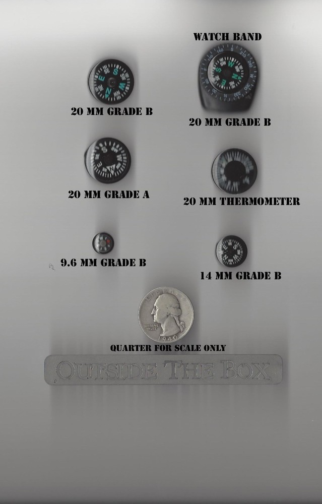 20mm Button Compass - Grade A, Liquid Filled, Luminous, EDC (About 3/4")