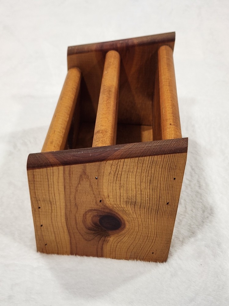 Vtg Heart Cutout Handmade Solid Pine Desk Organizer / Mail Sorter