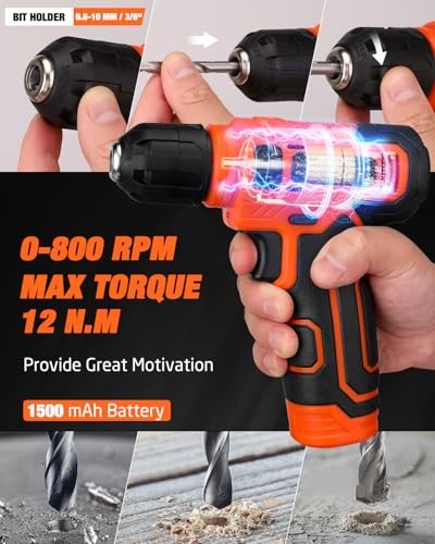 139-Piece Tool Set - Tool Kit with 8V Cordless Drill Driver in ToolBox Orange