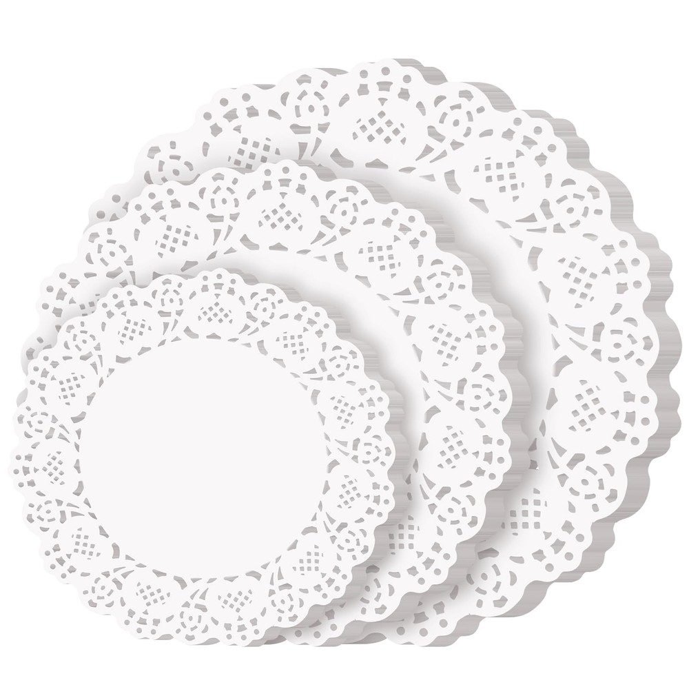 TIPTAP Disposable Paper Doilies,150PCS with sorted Sizes, Normal, White