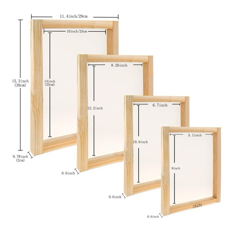 Screen Printing Starter kit Include 4 Different Size of Wood
