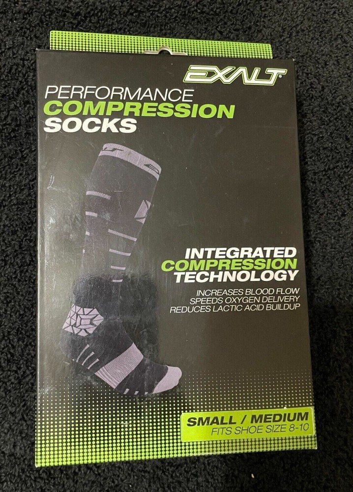 Exalt Paintball Performance Compression Socks - Black/Grey - Small/Medium - NEW