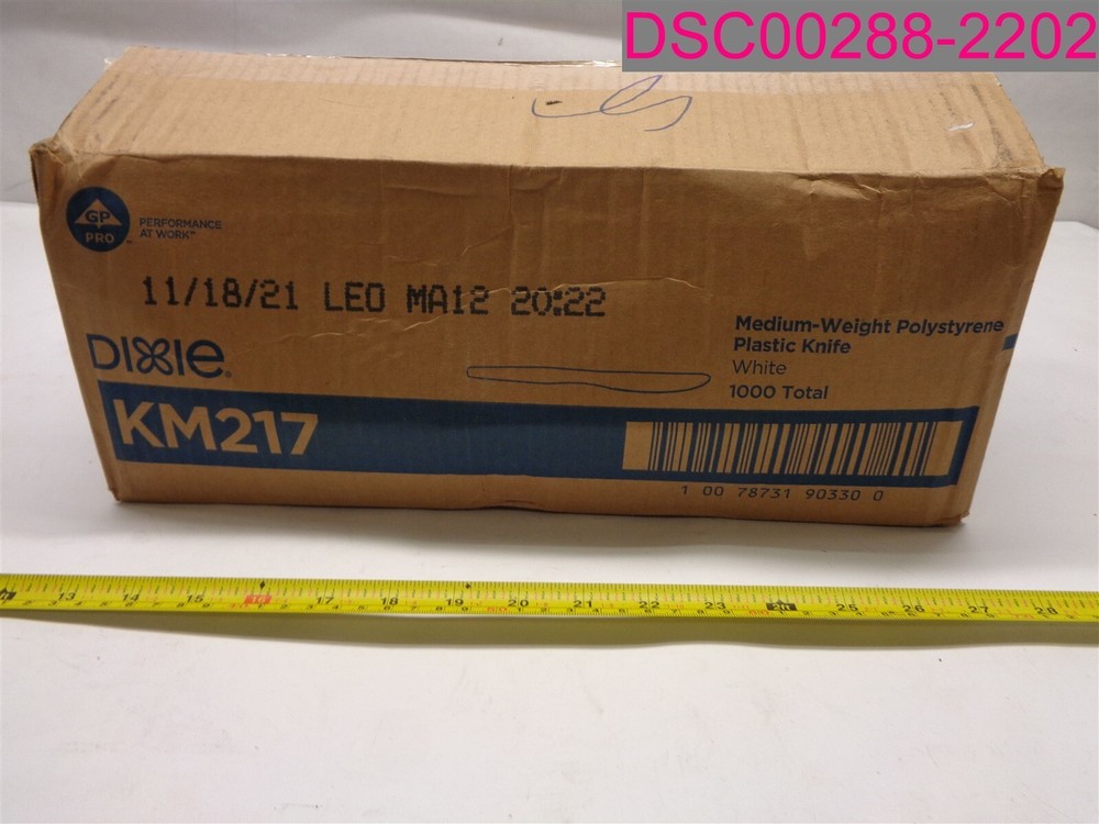QTY=1000 Pcs.; DIXIE KM217 Medium-Weight Polystyrene Plastic Knife White