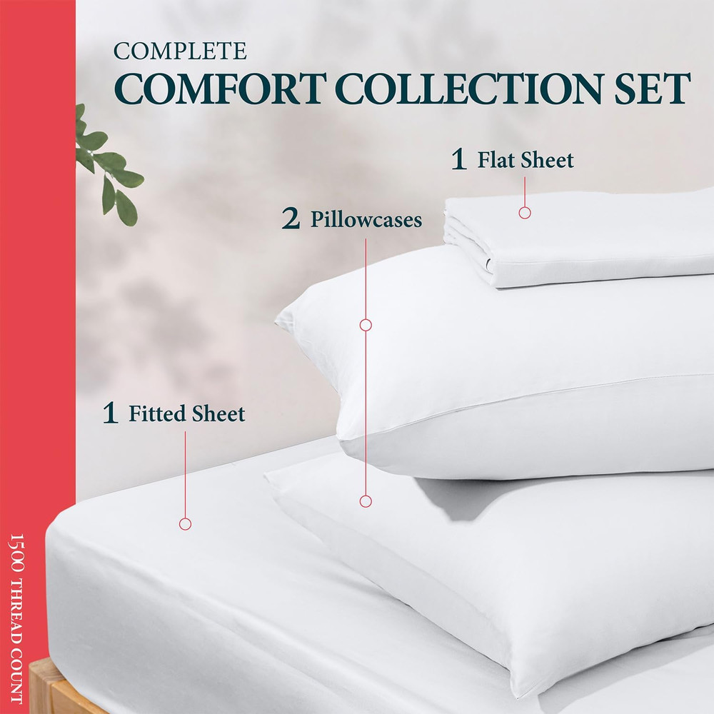 King Sheets Set Egyptian Cotton - 1500 Thread Count 4 PC Egyptian Cotton Sheets