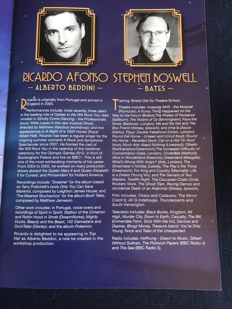 Top Hat show programme from 2013 at The Aldwych Theatre