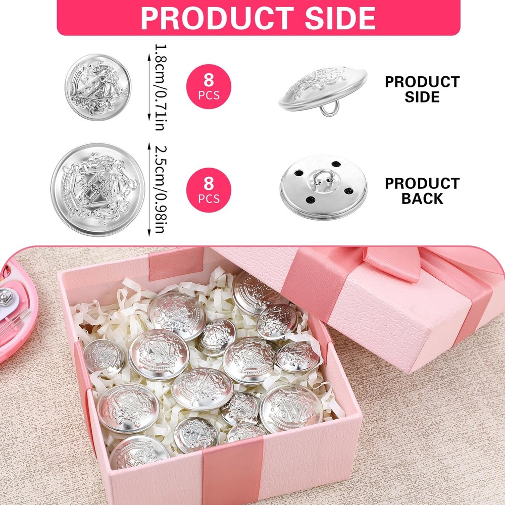 Ymapinc 16 PCS Silver Buttons Metal Blazer Button Medium,