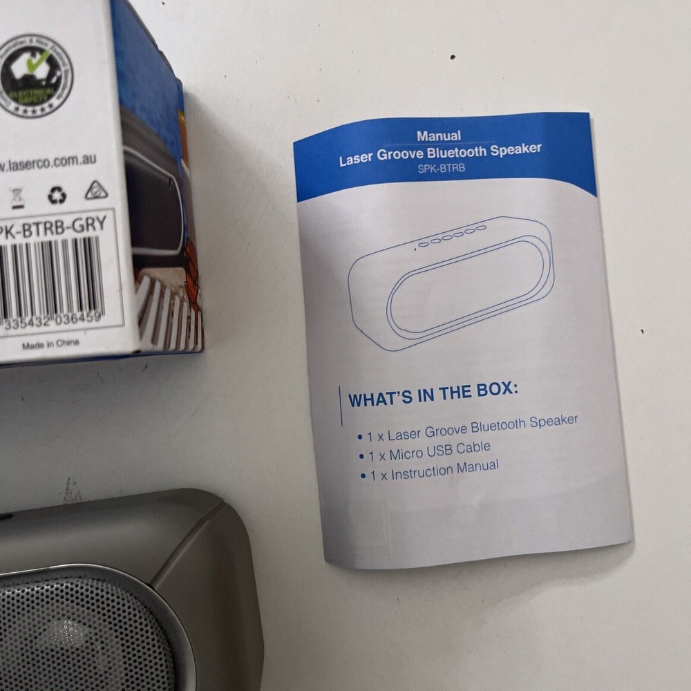 Laser Portable LED Bluetooth TWS FM AUX USB Speaker Grey